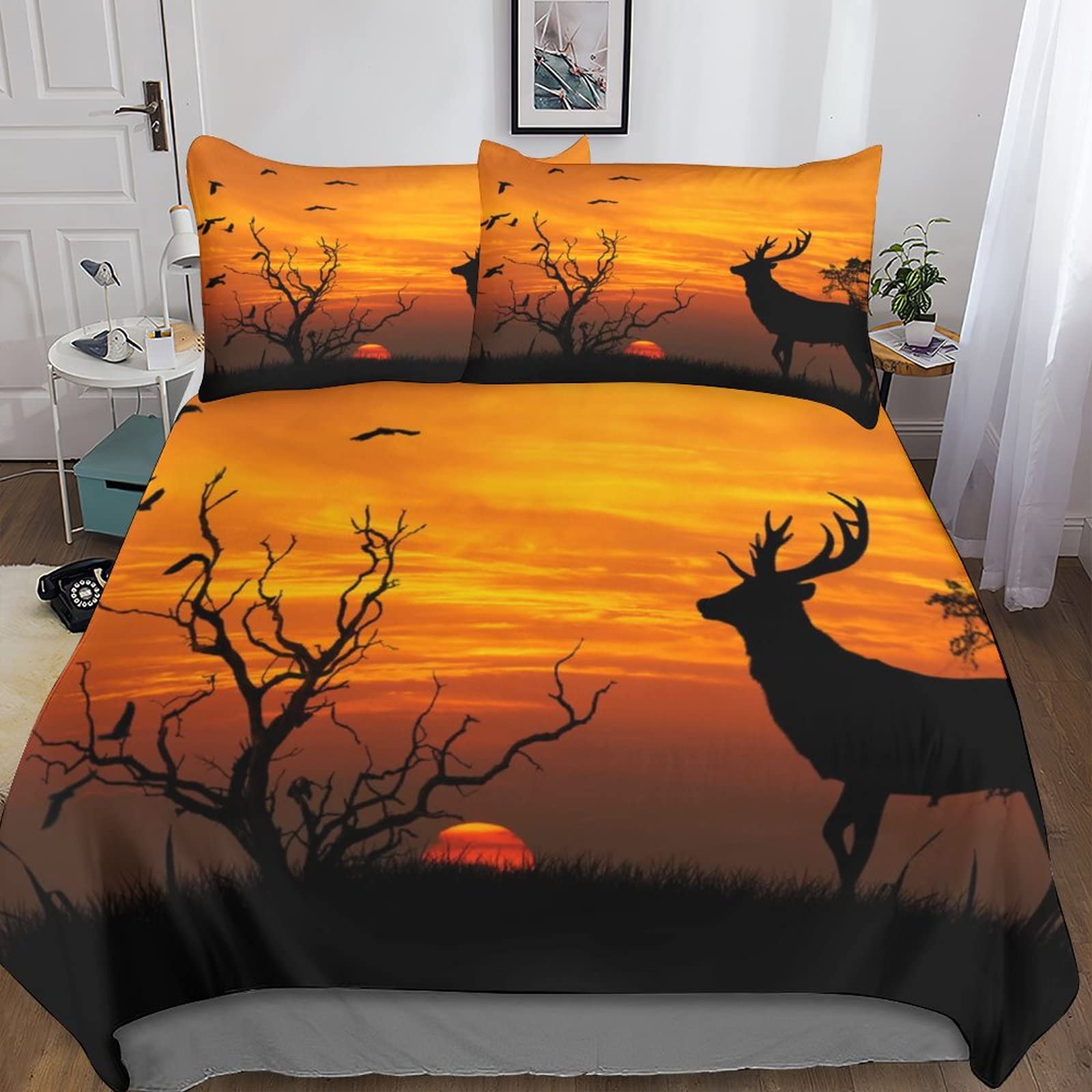 Parure de lit Wapiti de Noël pour chambre enfant lit double douce en microfibre