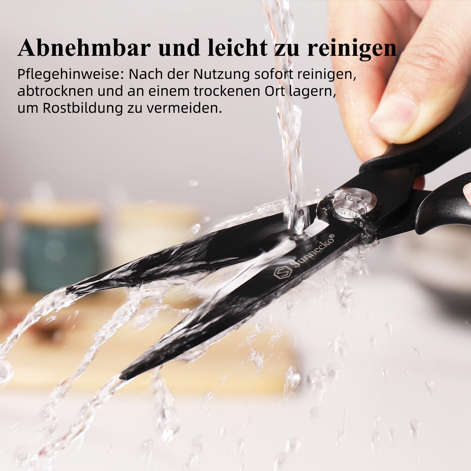 Sunnecko Küchenschere Haushaltsschere Schere Küche - 8 Zoll Bonsai Schere Micro Mehrschichtige Japanische Küchenschere Schwarz Titanbeschichtete Kräuterschere Edelstahl Gemüseschere Kitchen Scissors