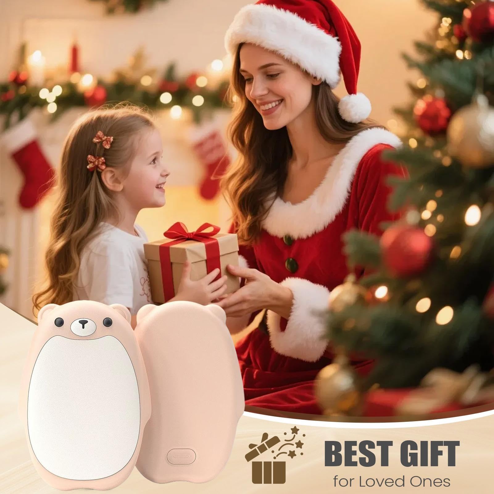 Chauffe-mains rechargeable, avec thermostat à 3 températures – Chauffe-mains rechargeable | Pour enfants, fête de Noël, camping, randonnée, temps froid, maison et bureau