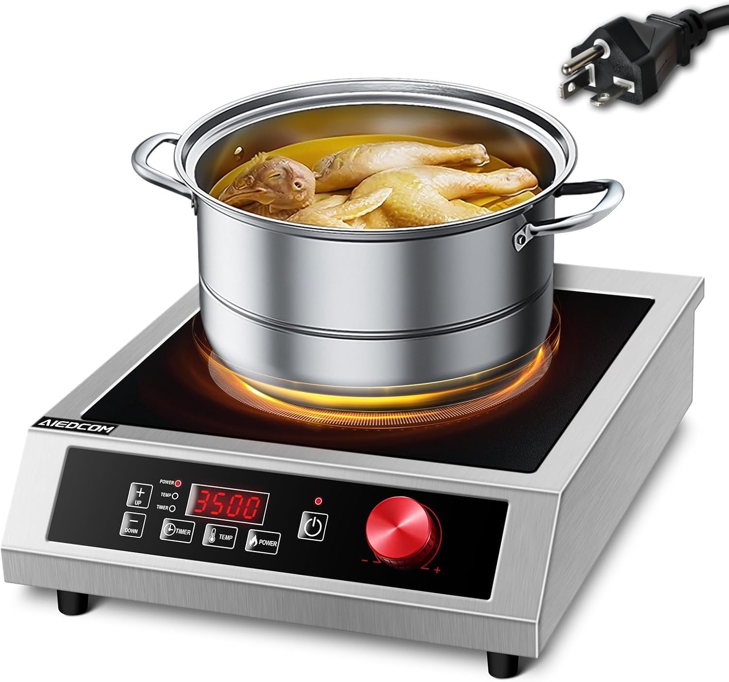 3500W 220V~240V Commercial Induction Cooktop, Powerful Electric Induction Burner, Countertop Electric Stove with Digital Sensor, Touch/Knob Control 3500W-1