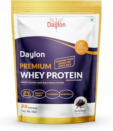 Daylon Premium Whey Protein Powder | Belgium Chocolate Flavour | 24g Protein Per Scoop | With Vitamins &amp; Minerals | Muscle...