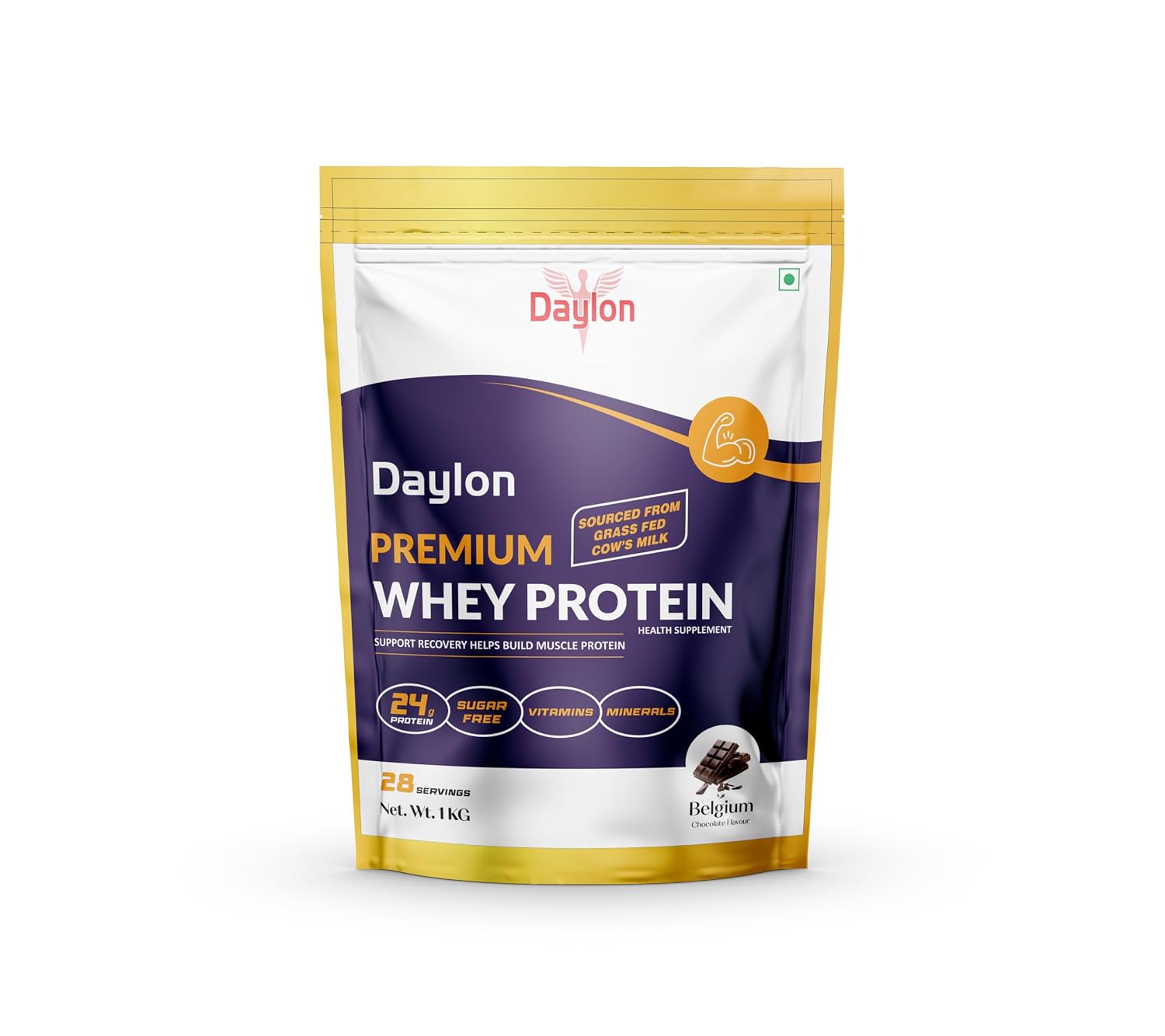 Daylon Premium Whey Protein Powder | Belgium Chocolate Flavour | 24g Protein Per Scoop | With Vitamins & Minerals | Muscle...