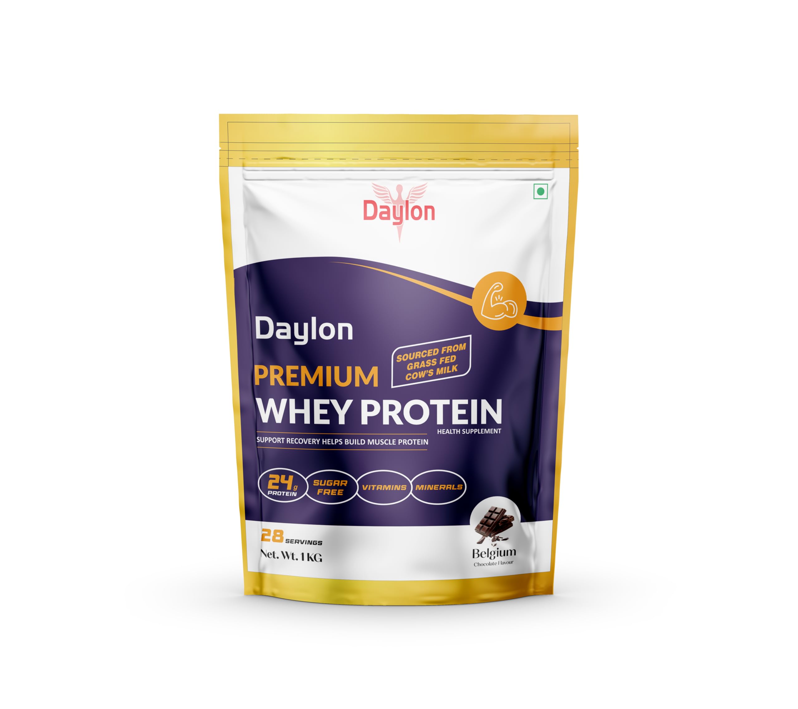 Daylon Premium Whey Protein Powder | Belgium Chocolate Flavour | 24g Protein Per Scoop | With Vitamins & Minerals | Muscle Recovery & Strength | 1kg Pack-image-11