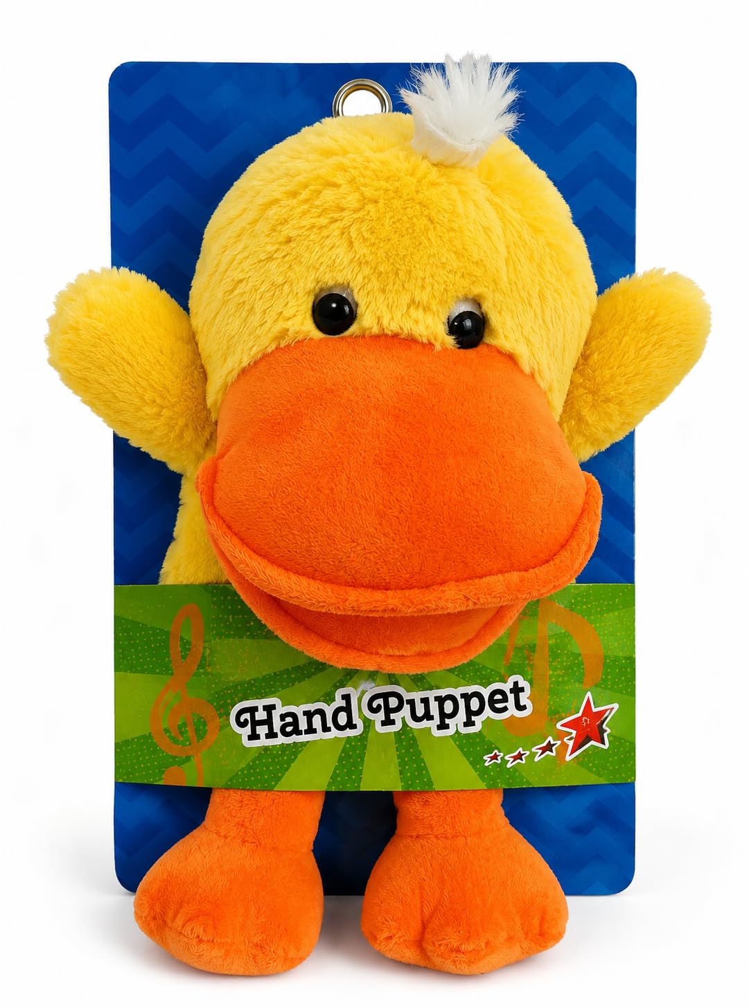 duck hand puppet | movable beak, soft plush material, yellow & orange, interactive play, children's puppet