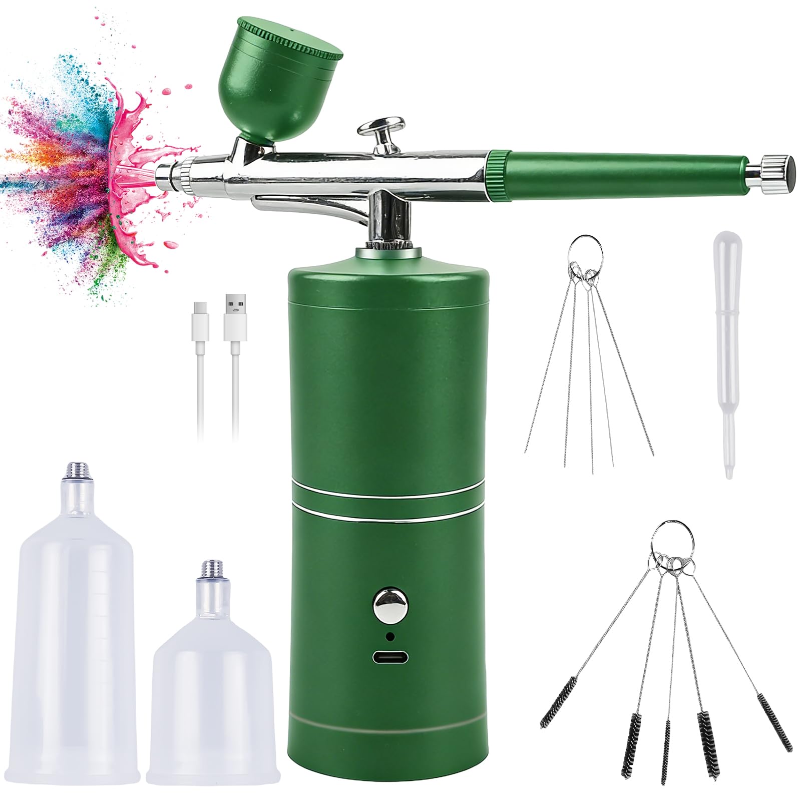 Set aerografo con compressore: kit aerografo, pistola a spruzzo senza fili, pistola aerografo portatile con compressore, pistola a spruzzo manuale ricaricabile USB, set per idratazione, tatuaggio