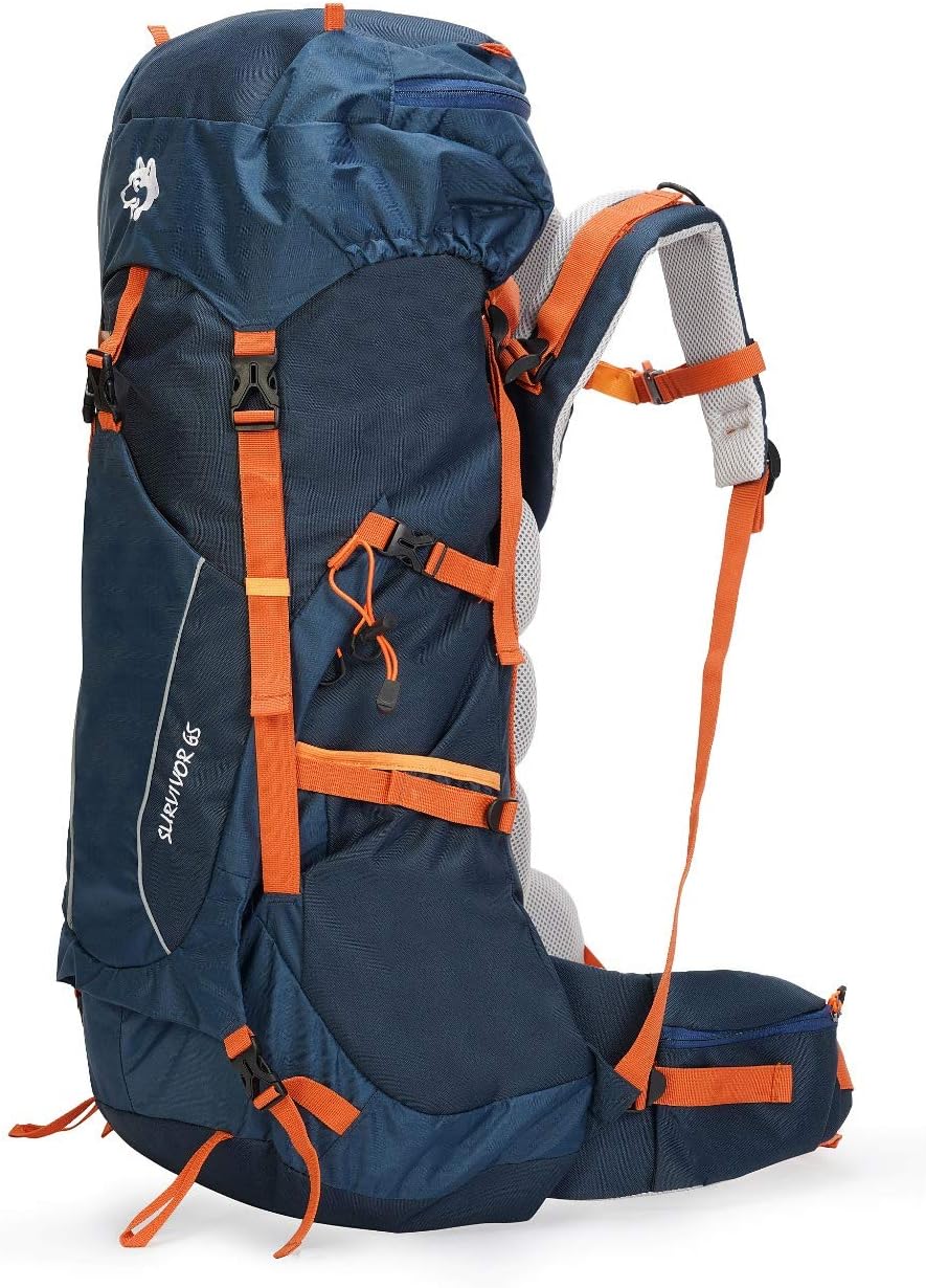 Survivor 65L Hiking & Adventure Travel Backpack for Men & Women