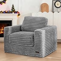 Vista 17 de MAXYOYO Silla Puf Gigante para Adultos, Sofá de Piso Tapizado con Almohadas y Reposabrazos, Silla Puf Grande de Felpa Sofá Puf para Dormitorio Sala