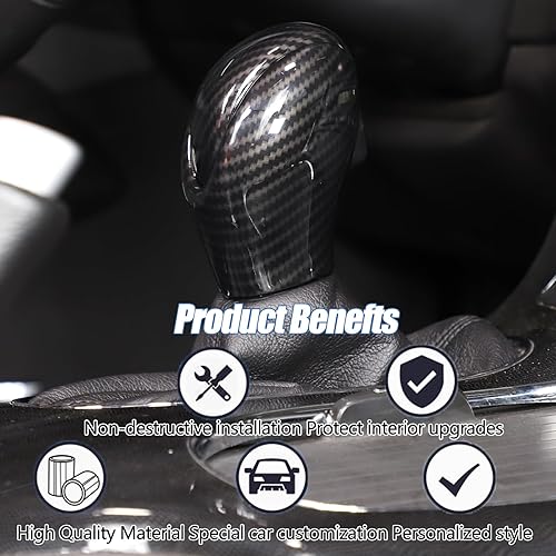 Miniatura 3 de Funda para cabeza de palanca de cambios compatible con Chevy Corvette C6 2005-2013, accesorios de cubierta de freno de mano (patrón de fibra de