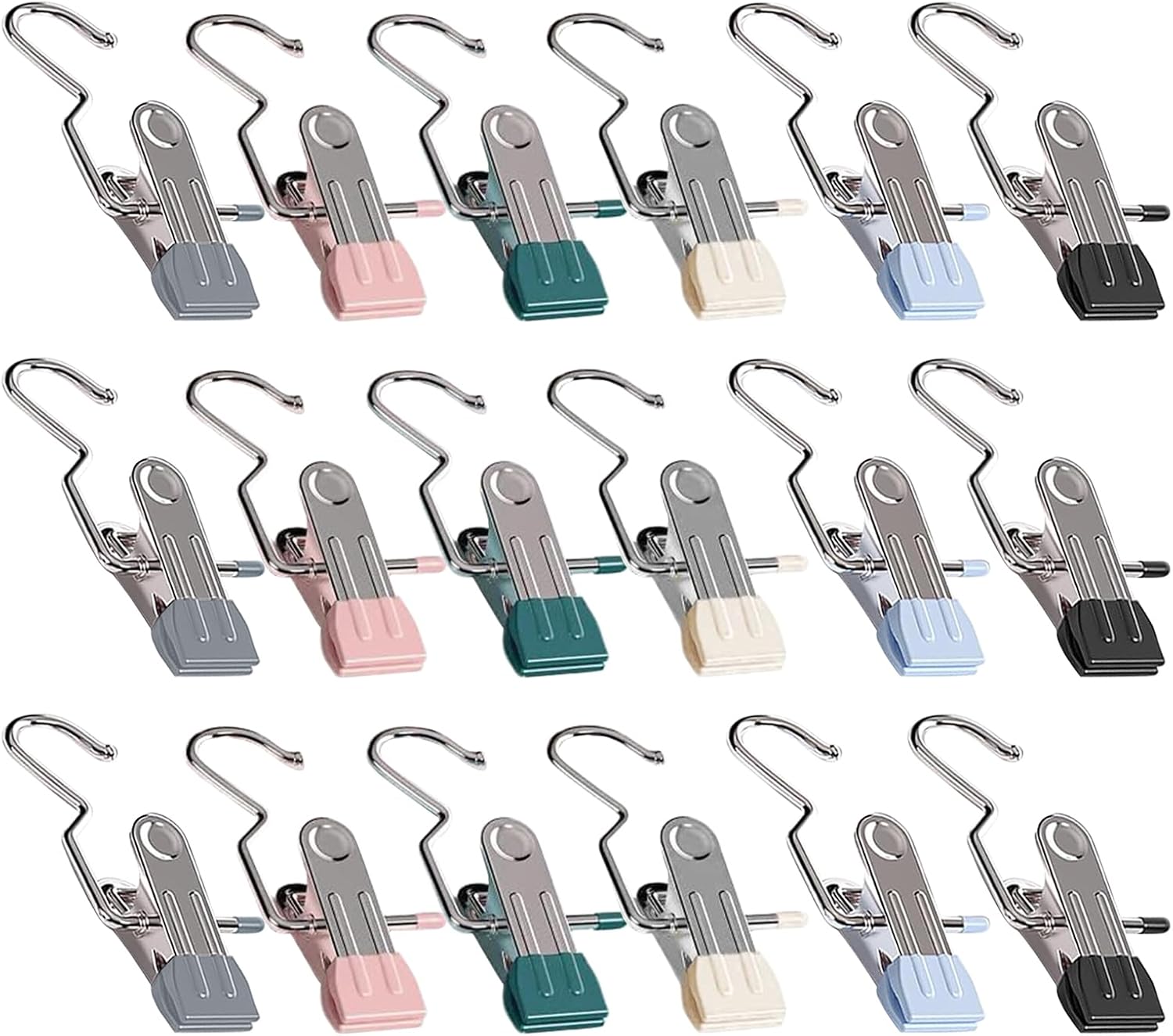 360  Boot Hangers Clips Portable Non-Slip Swivel Heavy Duty Hanging Hooks for Home Closet Travel Pants Socks Towels Handbags 18 Pack