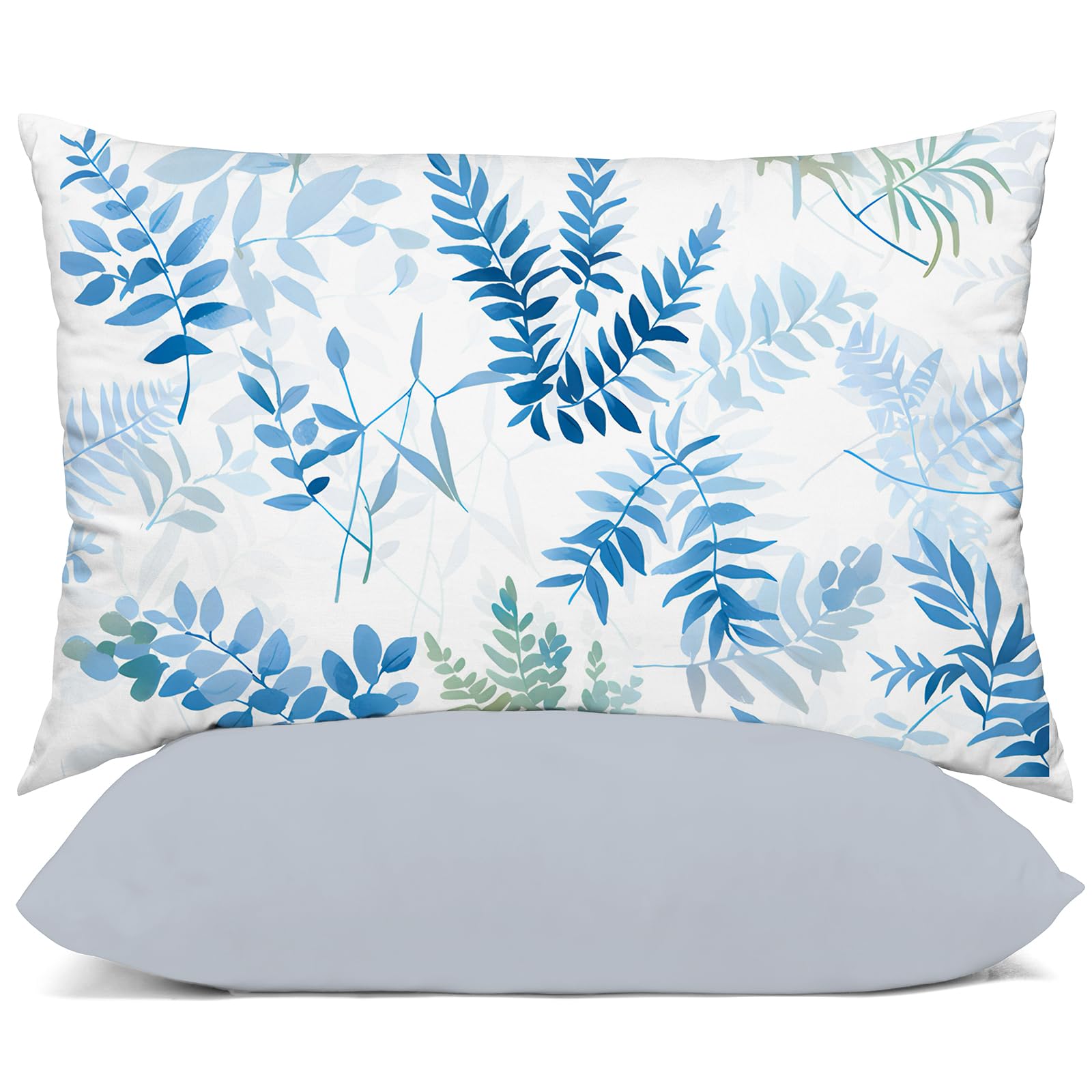 YIYEA Pillow Cases Queen Size Set of 4, Ultra Soft 1800TC Hotel Quality Double Brushed Microfiber Embroidered Pillowcases and Floral Pillow Covers,