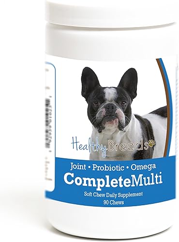 Miniatura 1 de Healthy Breeds Bulldog francés todo en uno multivitamínico suave masticable 90 unidades