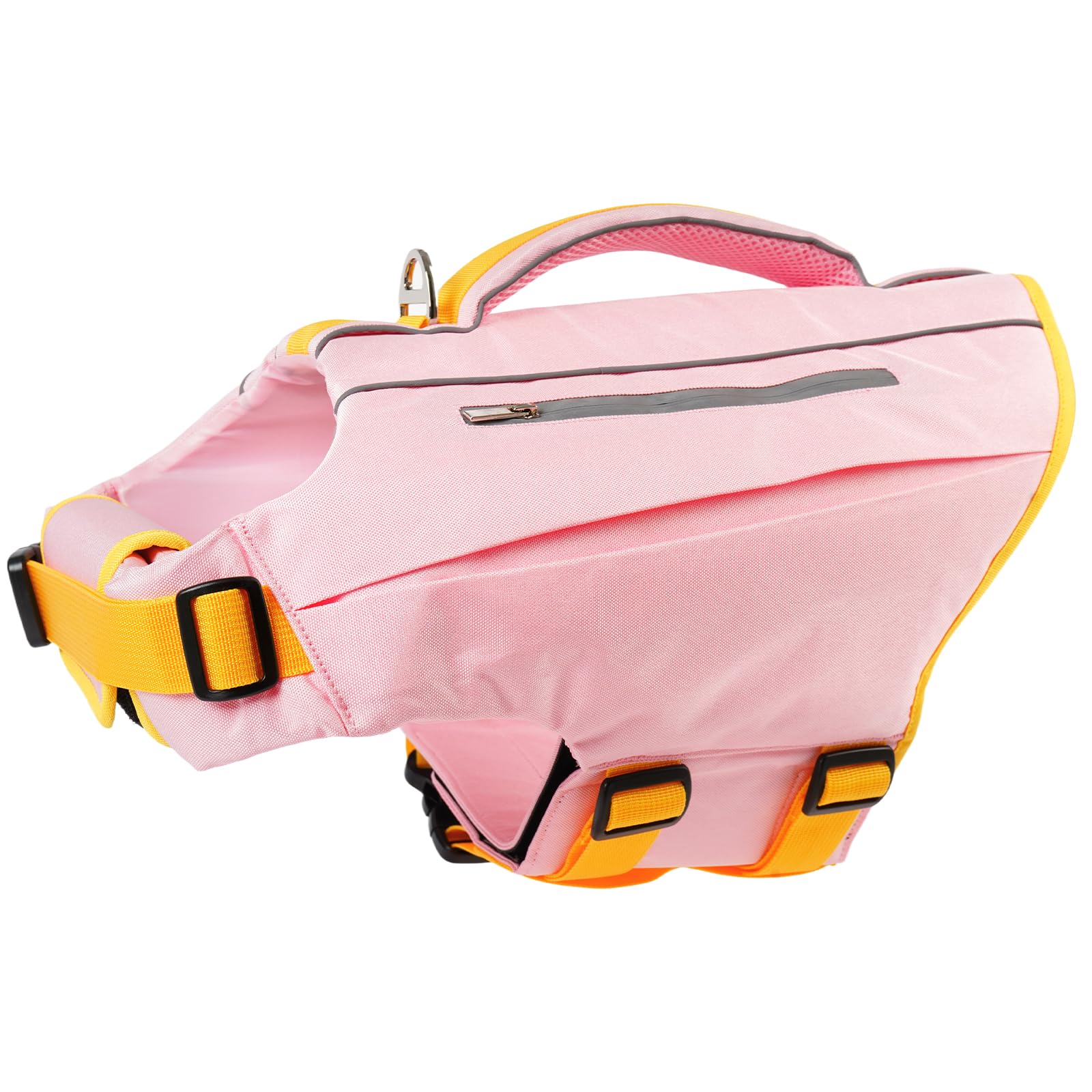 Kuoser Hunde Schwimmweste, Schwimmweste für Hunde mit Griff, Hundeschwimmweste mit Starkem Auftrieb & Reflektierend, Rettungsweste Hund Verstellbar für Wassersport und Sommer, Rosa, S
