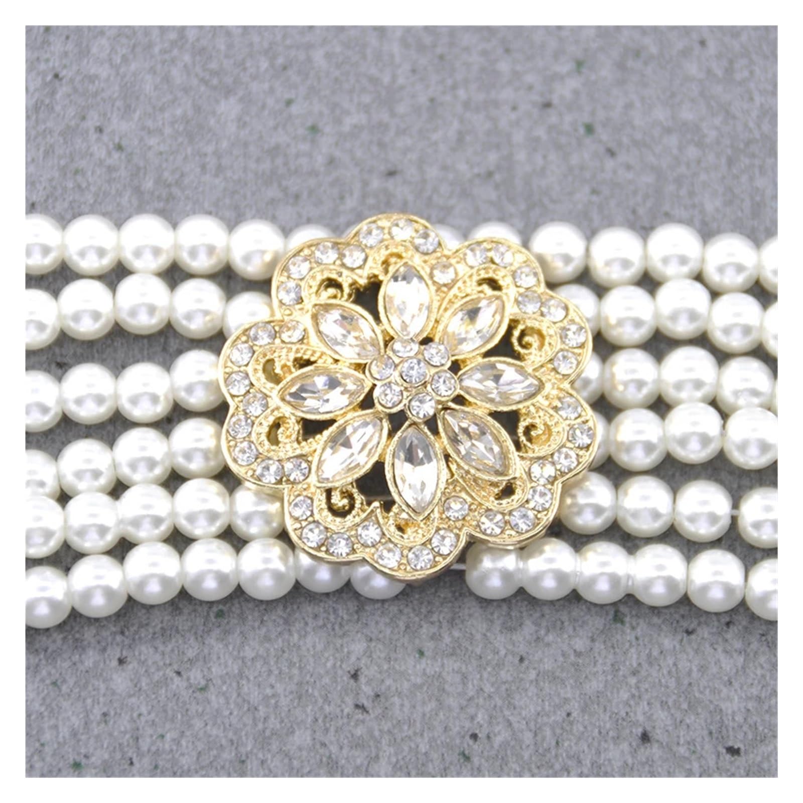 Ceintures en perles pour femme - Magnifique chaîne de taille en perles - Longueur réglable - Bijoux de mariée européenne - Fleur de mariage