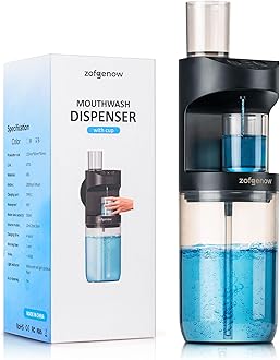 Mouthwash Dispenser for Bathroom, 18.4 FL Oz, 3 Adjustable Levels, Wall Mounted, Black