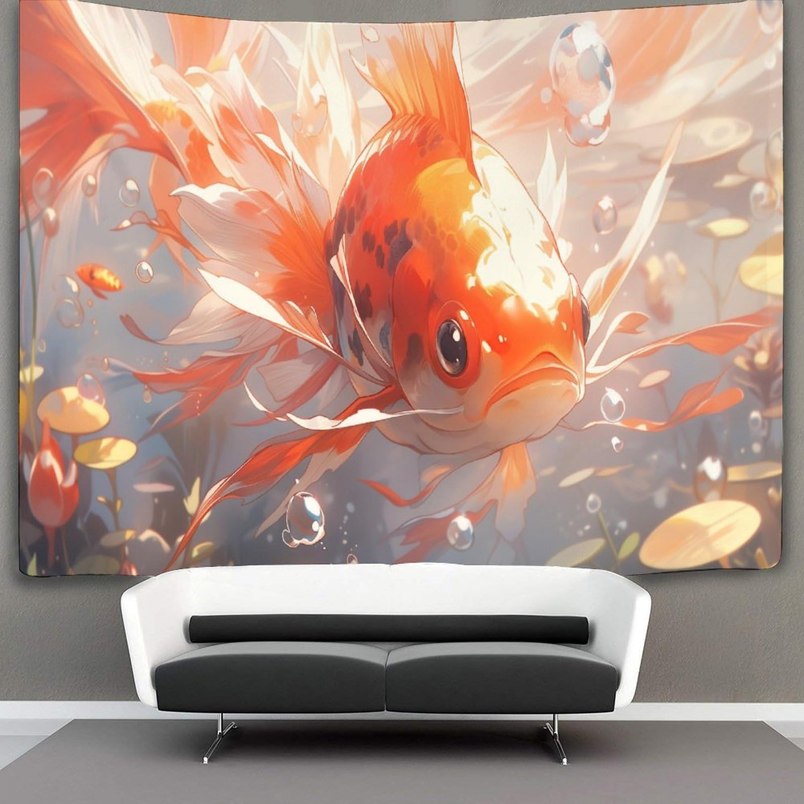 kaiyun Vibrant Goldfish Tapestry Wall Hanging Animal Wall Art for Living Room Bedroom Dorm 150cmx200cm