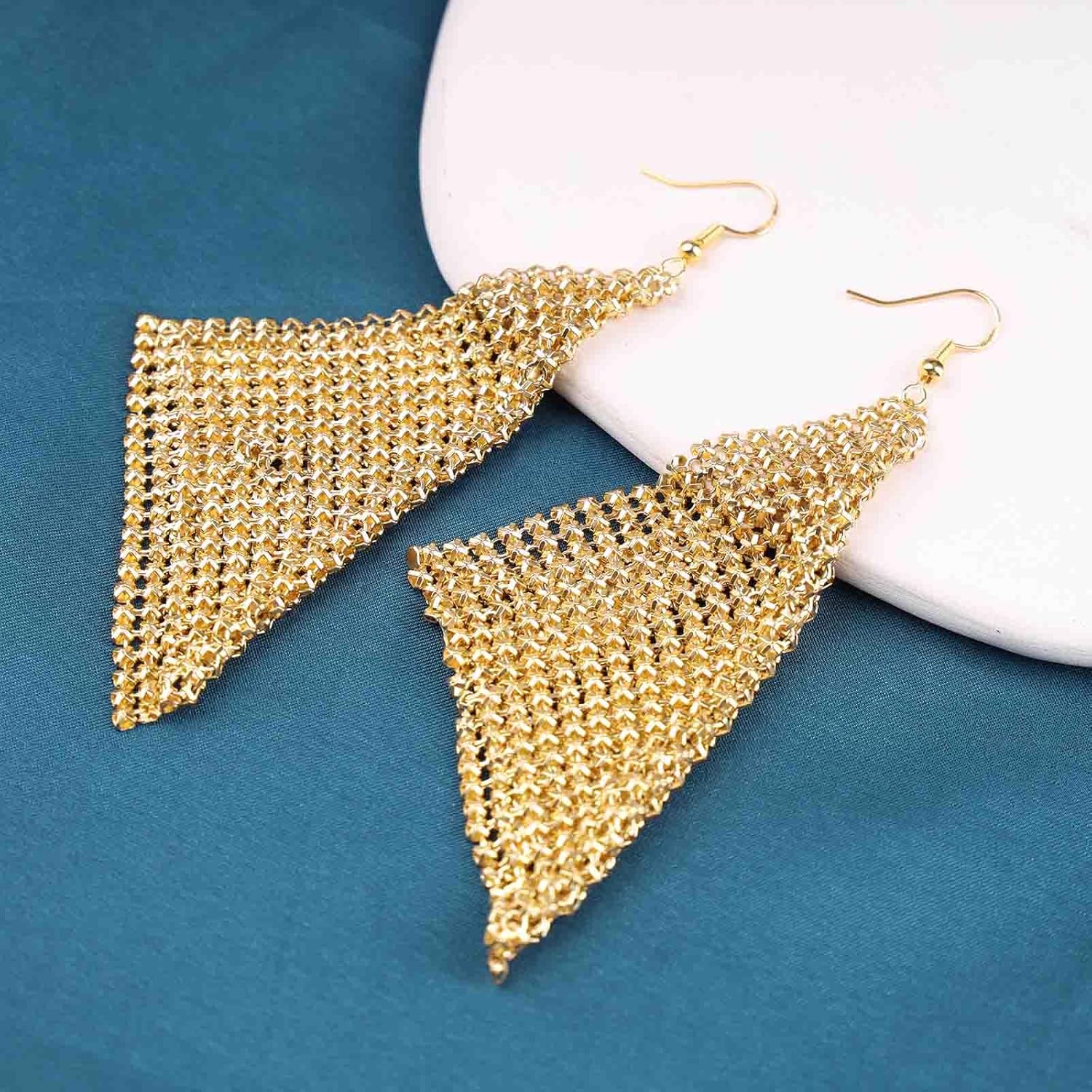 Bohemian Metal Mesh Dangle Earrings Punk Colorful Mesh Grid Tassel Drop Earrings Long Sequins Tassel Hook Earrings Lightweight Metal Mesh Earrings Jewelry for Women Gifts - Image 6
