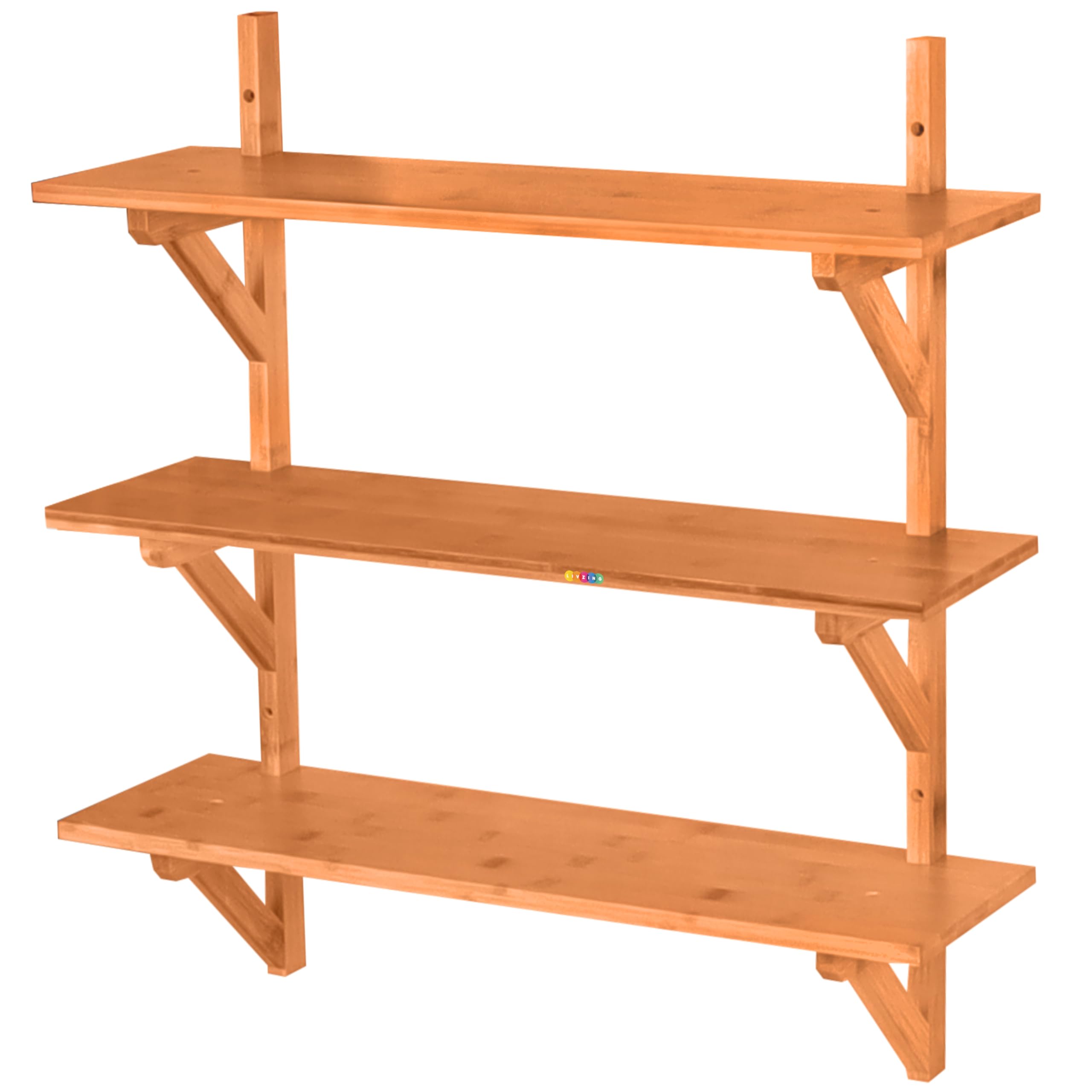 Livzing 3 Tier Hanging Floating Wall Mount Display Wall Shelf | Wall Rack Shelf for Living Room Decoration, Showcase and for Storage | Wall Mounted Storage Shelf (Bamboo Rack)