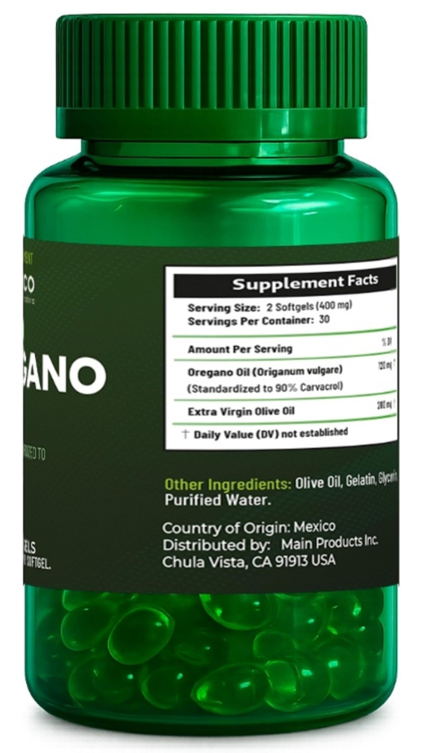 Lenico Comercializadora Oregano Oil Softgels 400 mg per Serving (60 Softgels) - 90% Carvacrol Standardized - Oregano Oil Capsules with Extra Virgin Olive Oil - Herbal Supplement for Daily Use — Amazon image 3