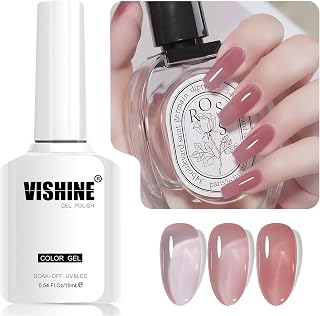 Vishine Nude Jelly Gel Nail Polish, 16ml Sheer Translucent Netural Soak Off Gel Polish, UV LED Lamp Cure for Nail Art DIY at Home, L285 Plum Jelly