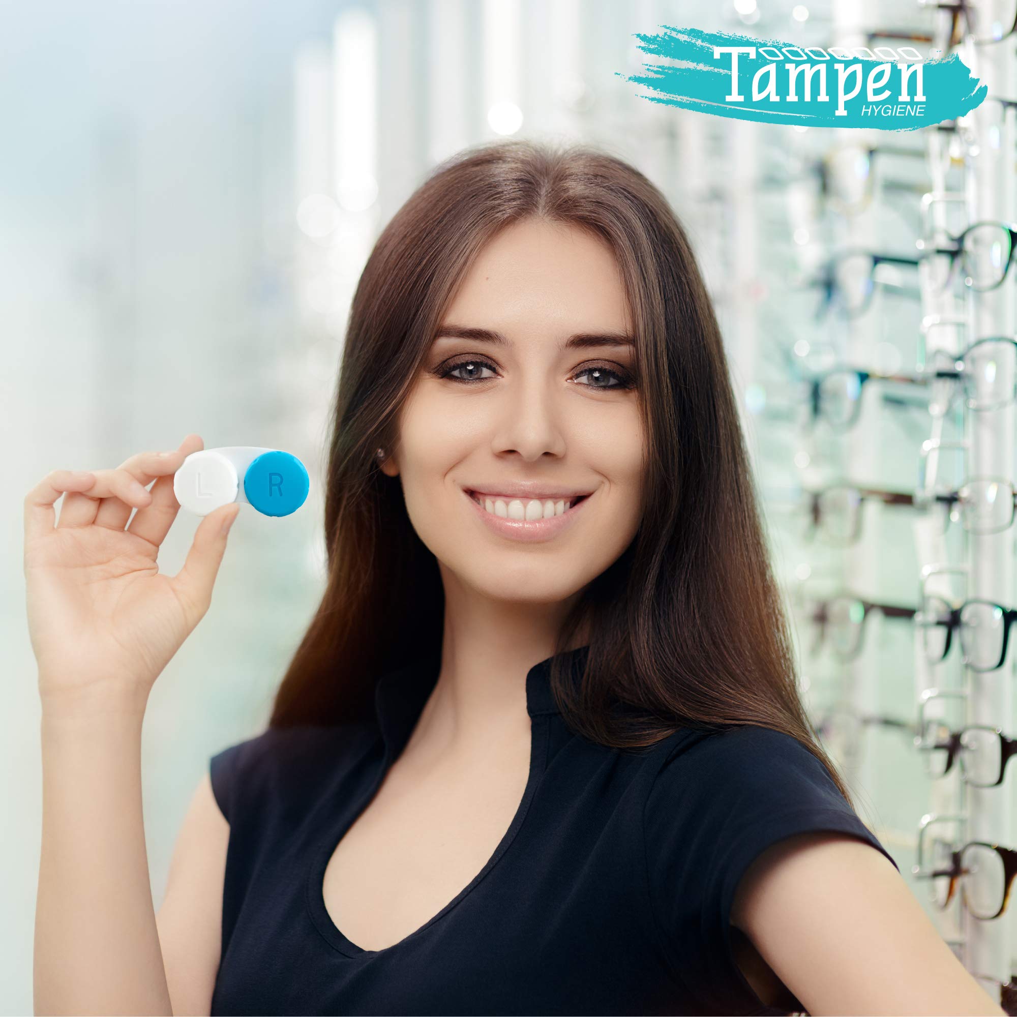 Tampen® Zestaw pojemników na soczewki kontaktowe, 12 sztuk, zapas roczny, niebieski | Do miękkich i twardych soczewek, szczelne zakręcane, strukturalne dno, idealne w podróży i na co dzień