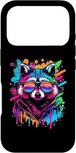 Rainbow Raccoon Sunglasses Vaporwave Synthwave Retrowave Case for iPhone 17 Pro