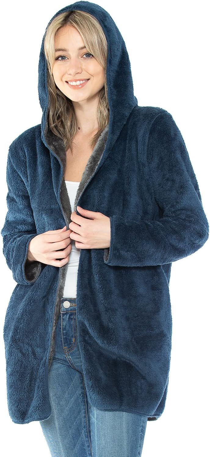 Safus Wearable Blanket Hoodie in Thick Fleece Jacket with Pocket - Blue - Small/Medium Size - for Women and Men, Warm and Cozy