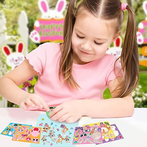 Miniatura 6 de Artcreativity Haz tus propias calcomanías, calcomanías de Pascua a granel para niños, 96 hojas de calcomanías con 6 diseños, rellenos de cesta de