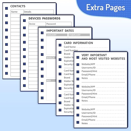 Vista 28 de Forvencer Libro de contraseñas con pestañas alfabéticas individuales, cuaderno de contraseñas pequeño de 4 x 5.5 pulgadas, guarda contraseñas