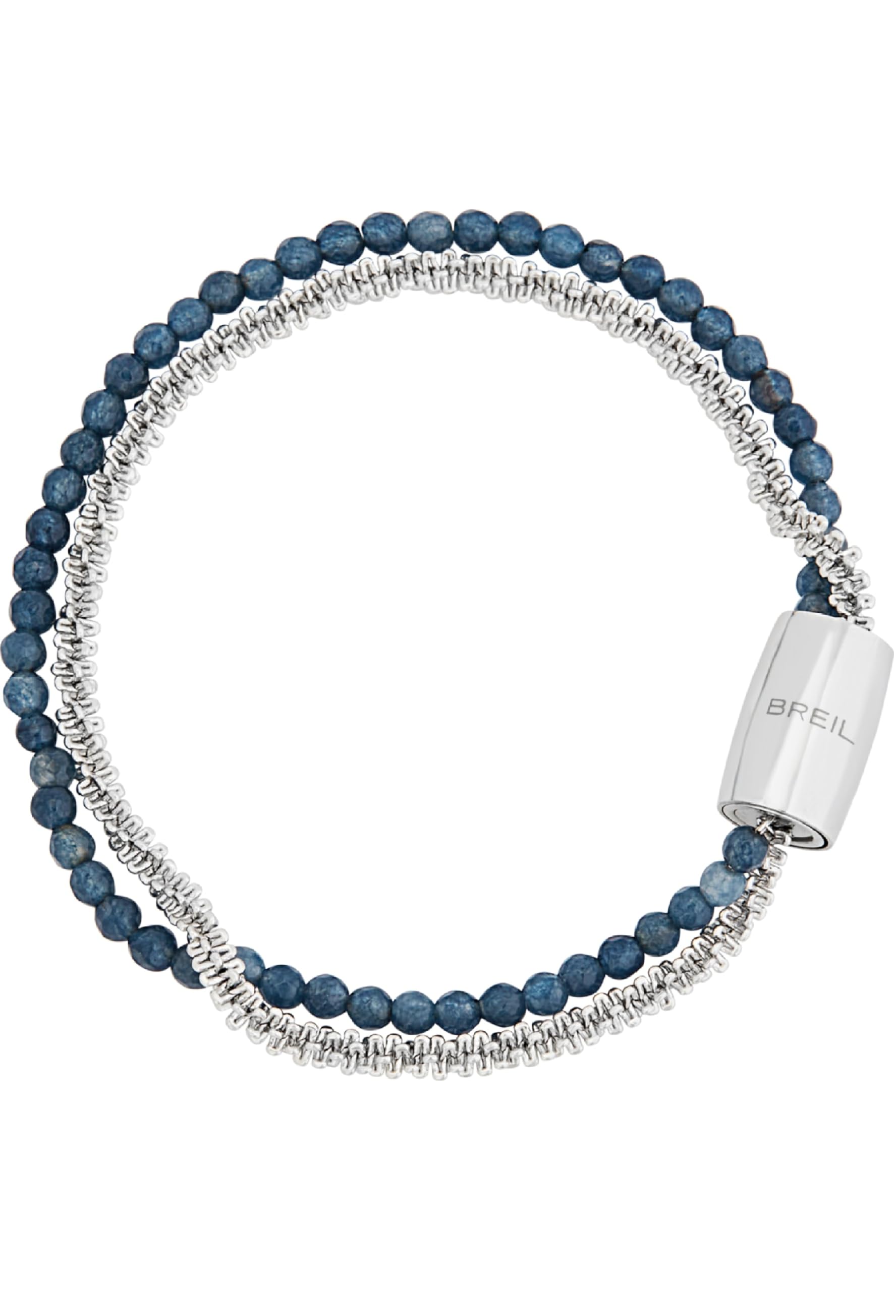Breil, Collezione Magnetica System, Kit Bracciale e Collana Uomo Overseas, Set Gioielli Uomo con Pietre Agata Blu Oltremare, Chiusura Magnetica, Bracciale 19,5 cm e Collana 45 cm, Idea Regalo Uomo