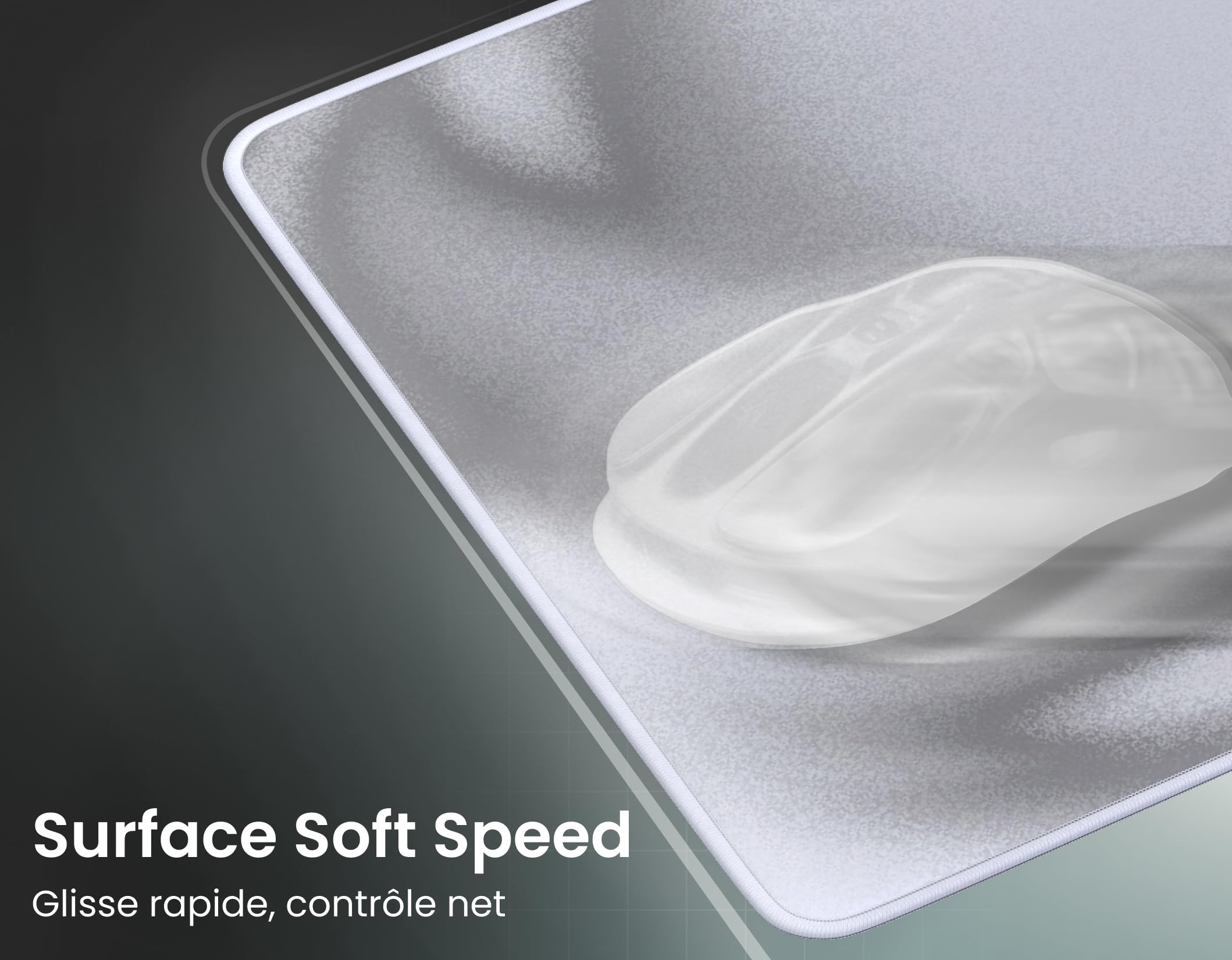Phantum Mist - Tappetino per mouse da gioco XXL, 900 x 400 mm, superficie in microfibra idrofobica ad alte prestazioni, base in gomma antiscivolo, morbida velocità e controllo preciso (luce)