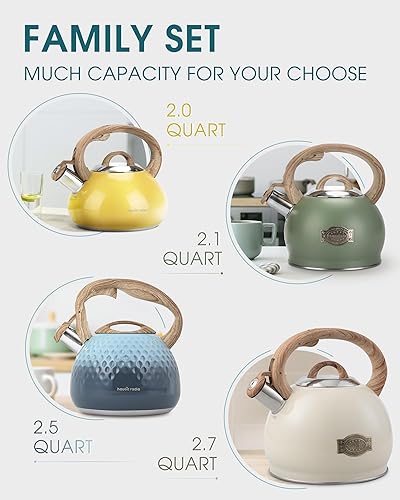 Miniatura 8 de Hervidor de té, tetera silbante de acero inoxidable de grado alimenticio para estufa con mango ergonómico anti-calor, boquilla para té, café o