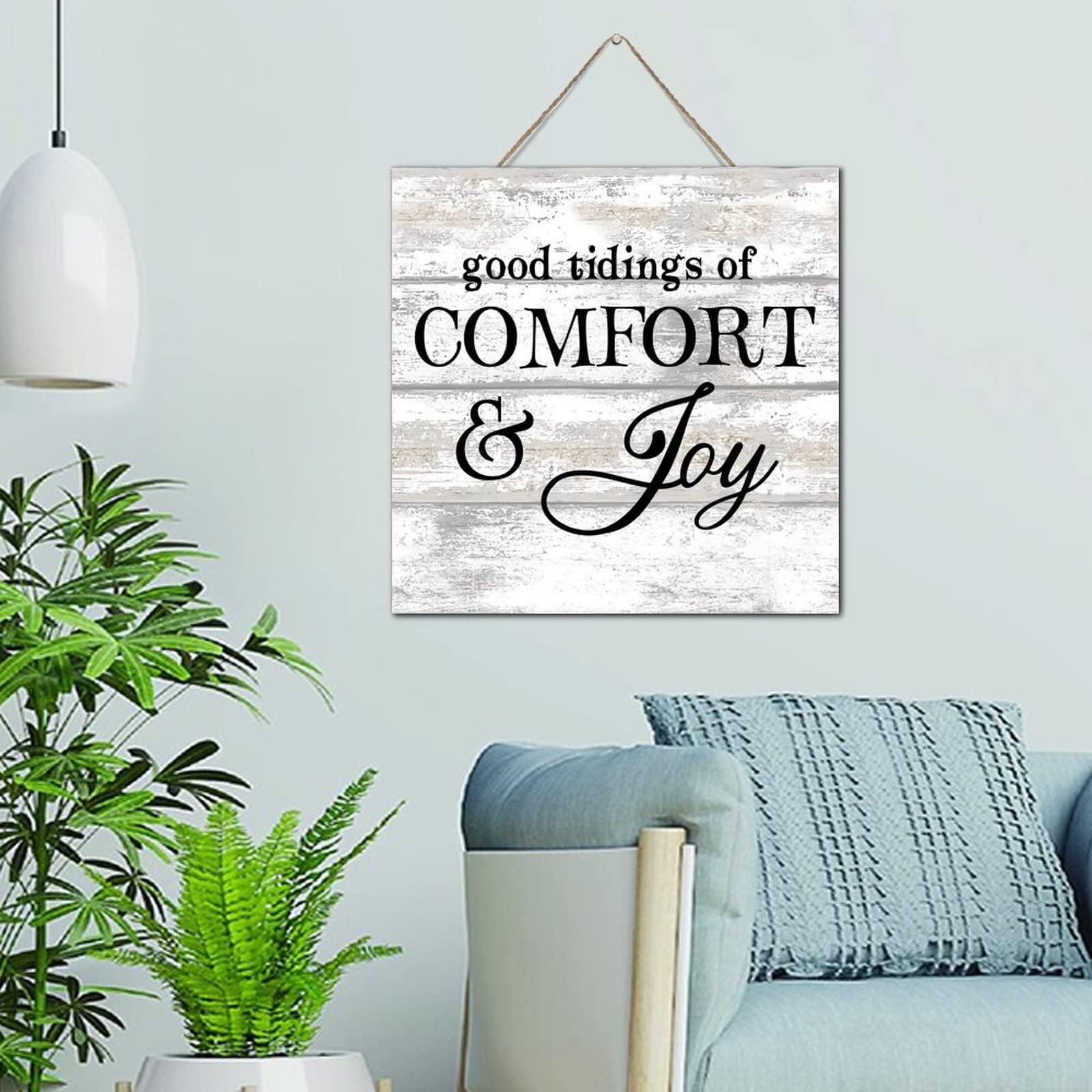 Décoration murale en bois peinte Good Tidings 30x30 cm pour maison