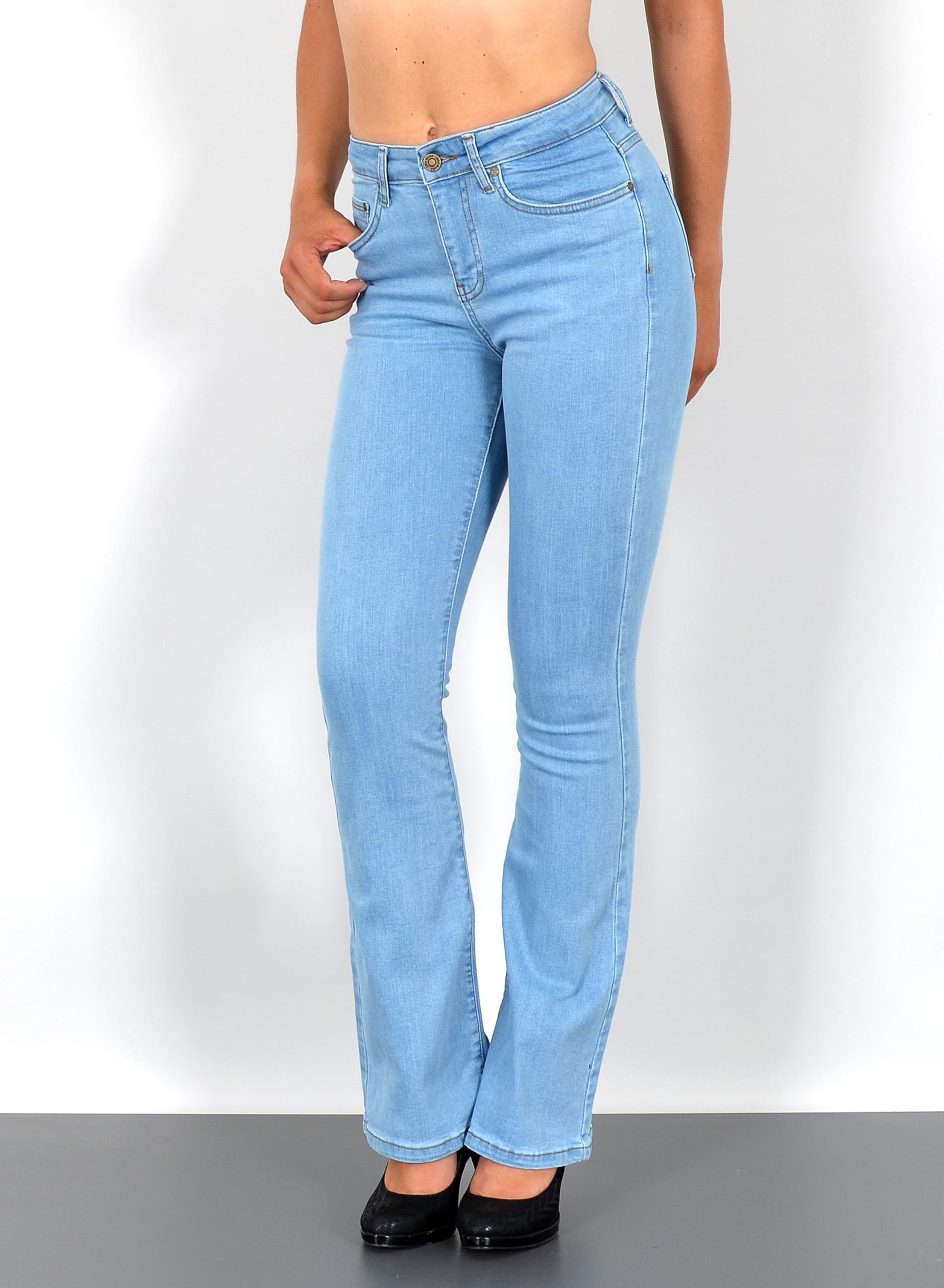 ESRA Bootcut Jeans Damen High Waist Wide Leg Jeans Damen Stretch