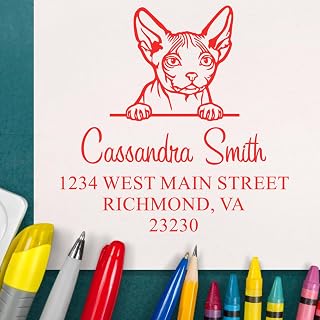 Cute Portable Peeking Minskin Cat Address Stamp for Moving Announcements - Custom-Made Mail Address Stamper for Holiday Cards - Ideal for Cat Owners Personalizing Their New Home