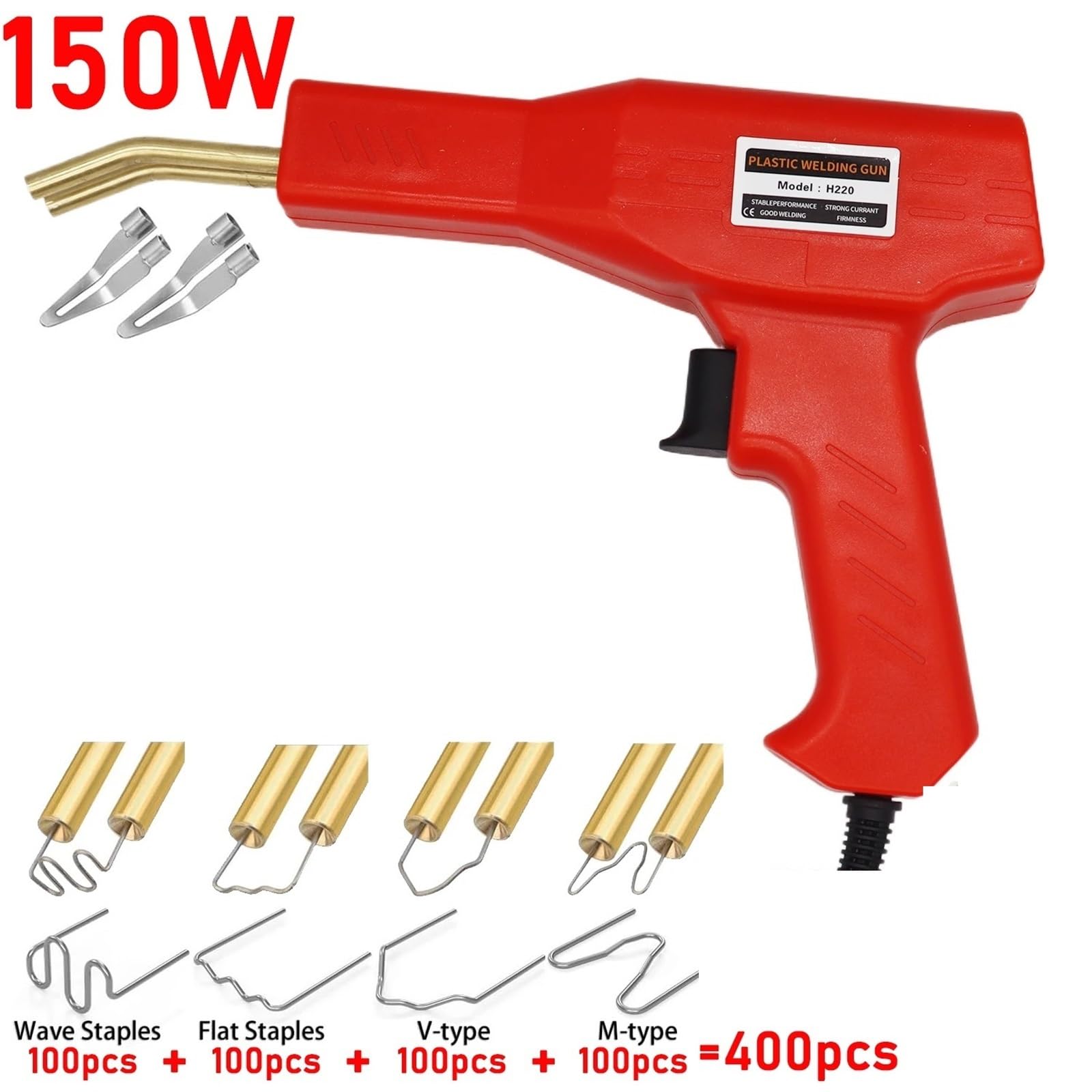 Saldatore Pistola Riparazione Macchina Kit di riparazione paraurti auto da 150 W, saldatrice a caldo per plastica, macchina per la riparazione di saldature, pistola per saldatura(Set)