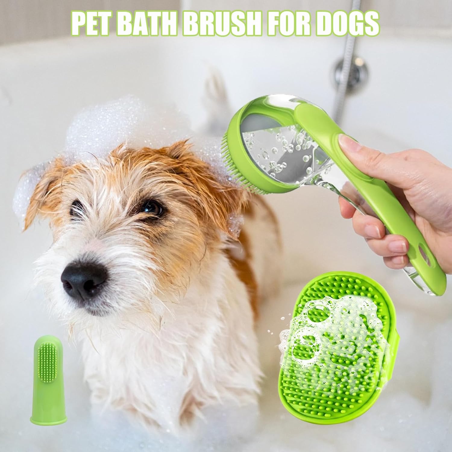 Pet Bath Brush for Dogs, 3 Piece Dog Grooming Kit, dog Shampoo brush Set with Long Handle Brush, Silicone Pet Comb and Finger Toothbrush, Perfect for Long Short Haired dogs cats pet both wet dry 7 71UQBDQ4CsL. AC SL1500