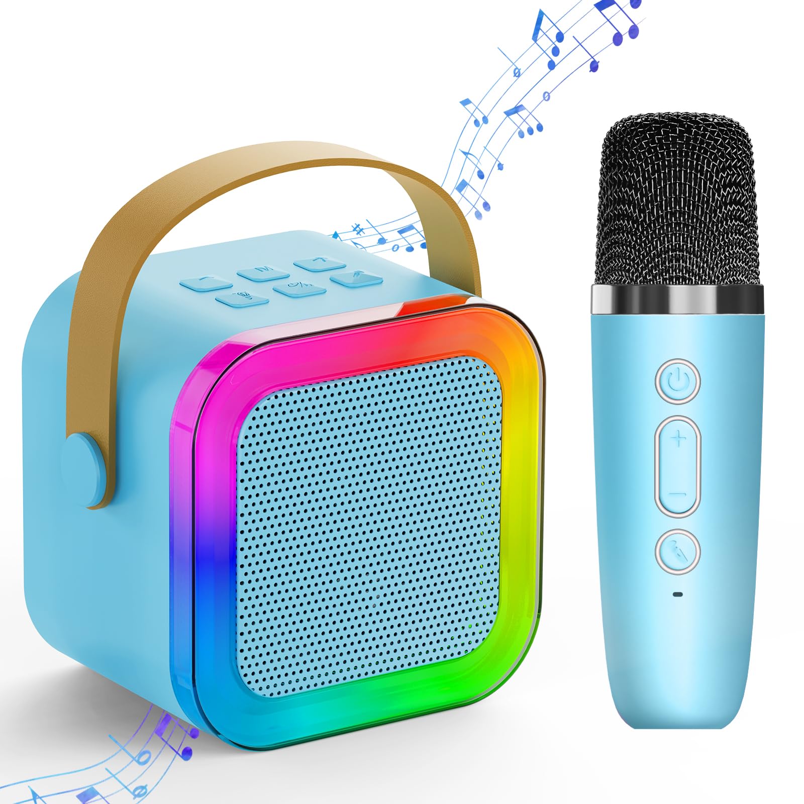 Mini Karaoke Machine for Kids Adults,Portable Bluetooth Speaker, 1-2 Wireless Microphones with Fun Voice Changing Function-Toys for 5 6 7 8 9 10 Year Old Girl Boys Birthday Gifts Ideas
