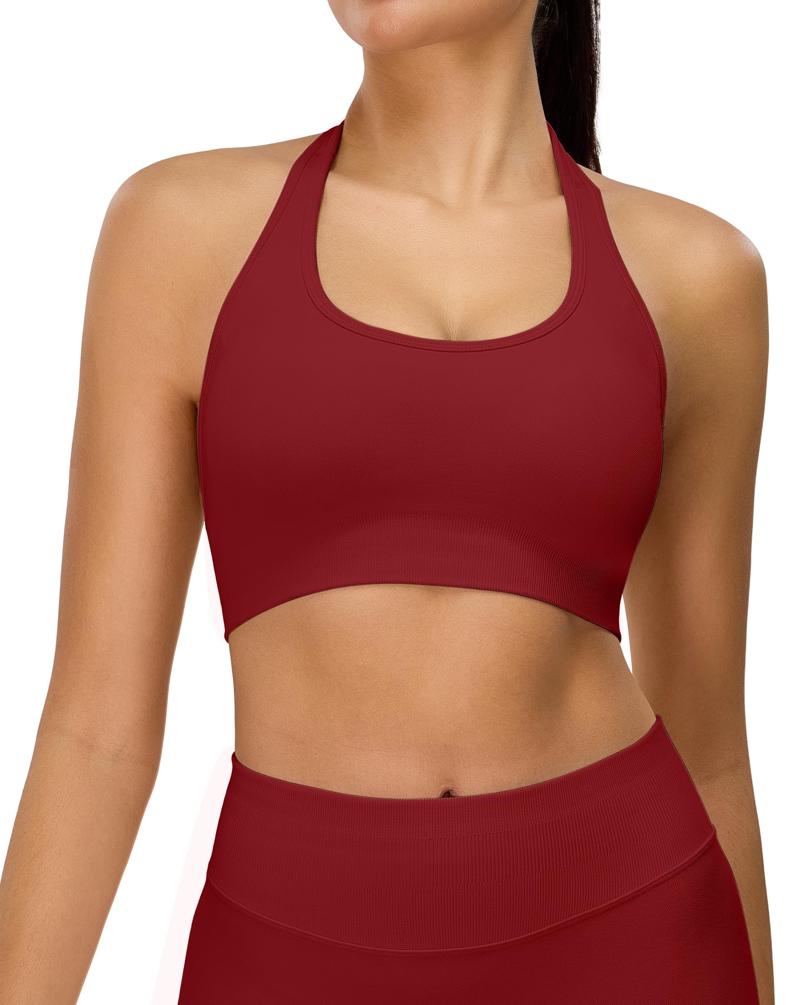 TAYOEA Neckholder BH Damen Starker Halt Push Up Sport Bra Ohne Bügel mit Abnehmbarer Polsterung & Rückenfrei Für Gym Yoga Laufen und Alltag
