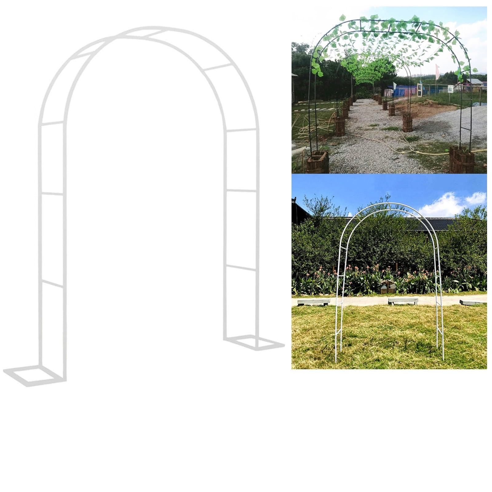Łuk ogrodowy, wytrzymały łuk ogrodowy z kratą - żelazna dekoracyjna pergola do roślin pnących i winorośli, idealna na wesela i imprezy plenerowe (biały, 0,8 x 2 x 0,4 m)