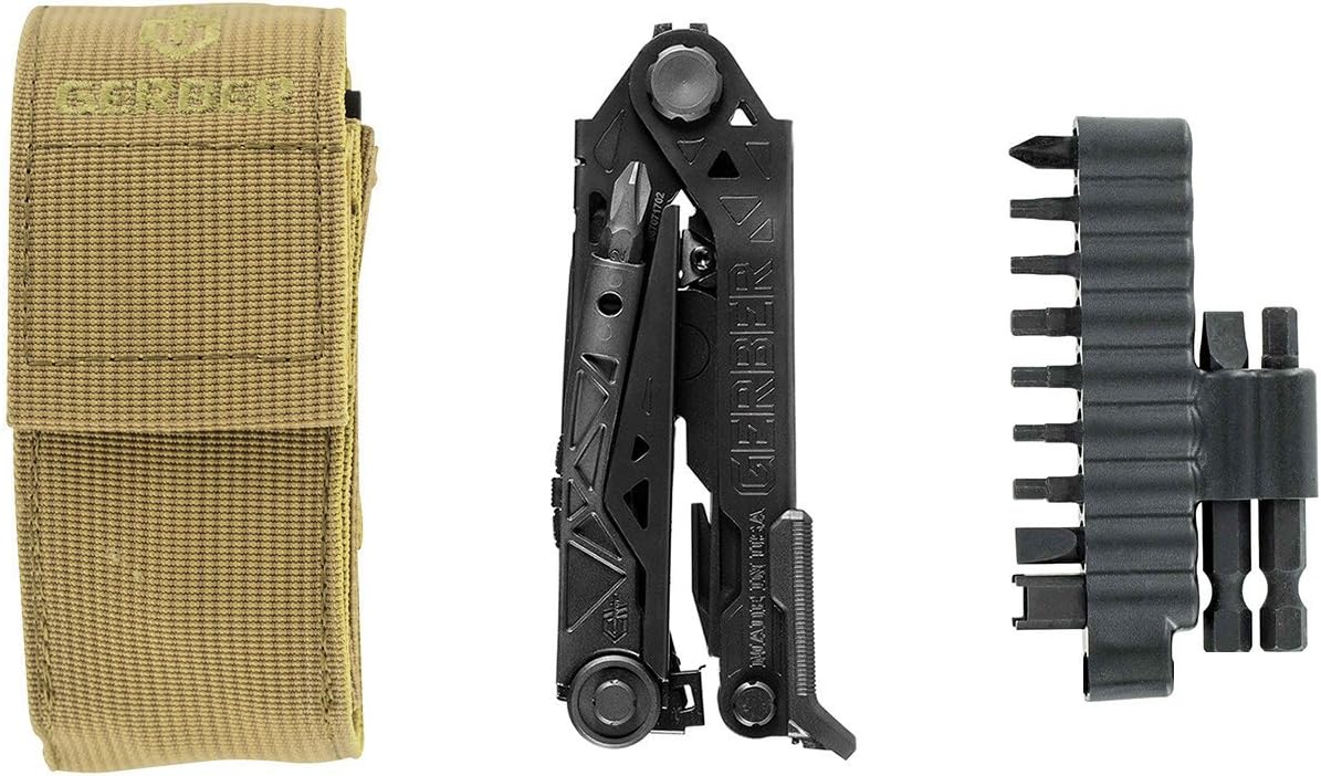 Fеаturеd Prоduсt Gerber Center-Drive Black Multi-Tool | M4 Bit Set, Coyote Brown US-Made Sheath [30-001426]