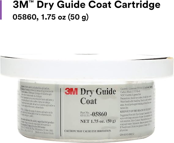 3M Dry Guide Coat Cartridge 05860, Refill, Carbon Black Powder, No Ripples, No Masking, 1.75 oz (50 g), Dark Gray