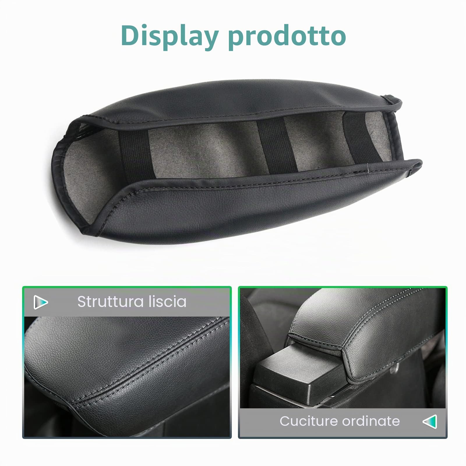 GAFAT J-eep Renegade 2015-2024 2025 Copertura per Bracciolo Console Centrale, Renegade 2023 Protezione Braccioli, Rivestimento in Pelle, Compatibile con Jeep Renegade Accessori (Nero)