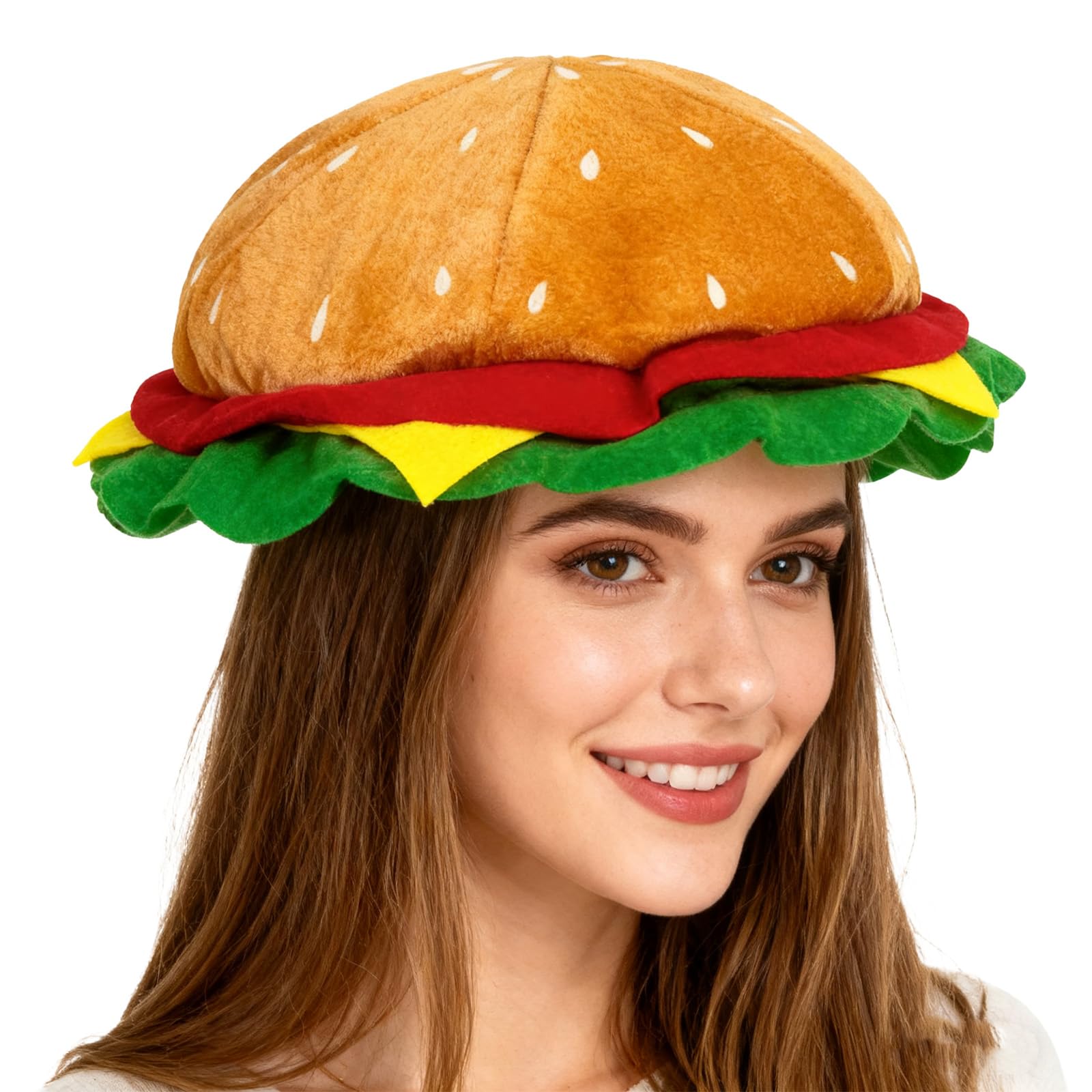 Moonlove Funny Burger Hat/French Fries Hood, Hilarious Novelty Party Hat for Adult, Cute Food Fancy Dress Halloween Cosplay Photo Booth Party Prop Costume Cap