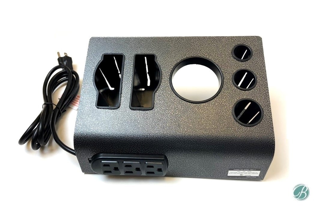 Berkeley Salon Desktop Table Top Appliance Instrument Holder Blow Dryer Curling Flat Iron Organizer With Outlets