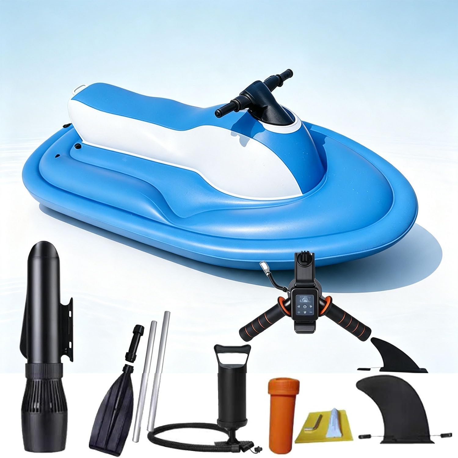 Moto Agua Eléctrica Hinchable 2 Plazas,220kg Capacidad Máxima 16000mah | Funcionamiento 40-130 Min,Velocidad Variable,Estructura Reforzada Pvc Para Buceo Y Esnórquel