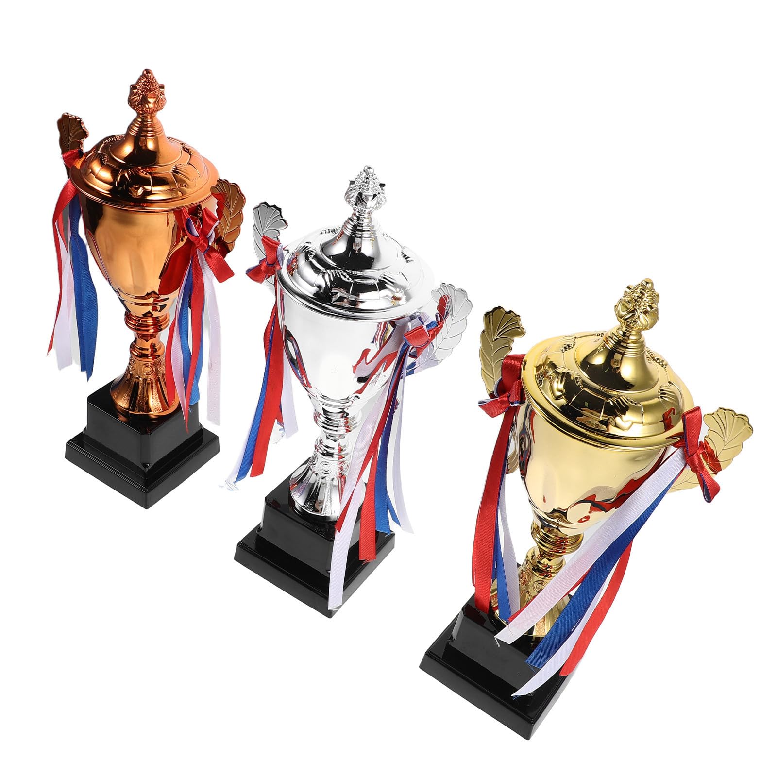 3 Piezas Set de Trofeos de Oro, Plata y Bronce para Competencia Deportiva Diseño Elegante y Acabado Metálico, Reconocimiento Distintivo y Exhibición Estable para Ceremonias