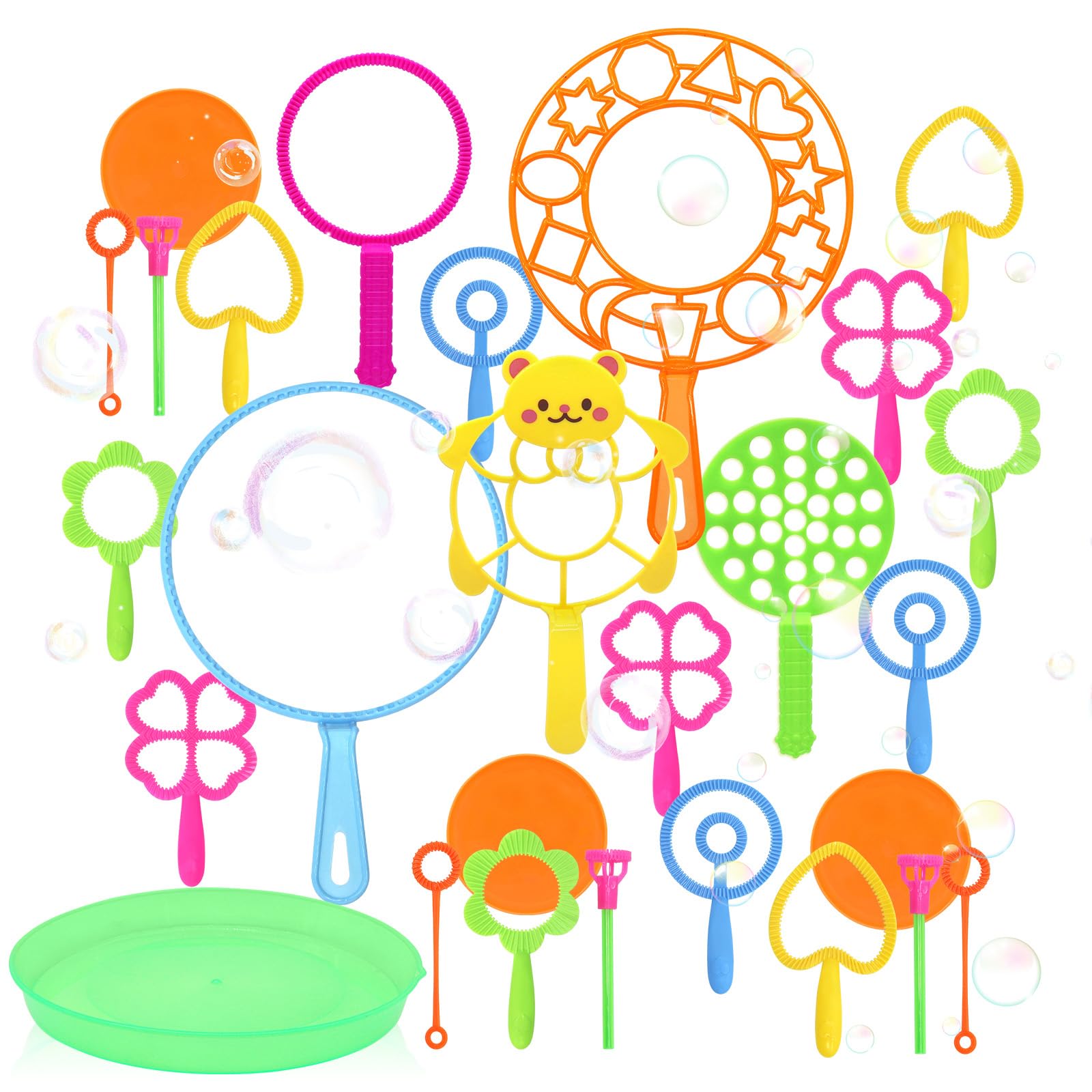 27pcs Bubble Wands Set, Giant Bubbles Toys Set,Various Shapes and Sizes Bubble Making Wands Kit for Summer Garden Outdoor Games Party Favors