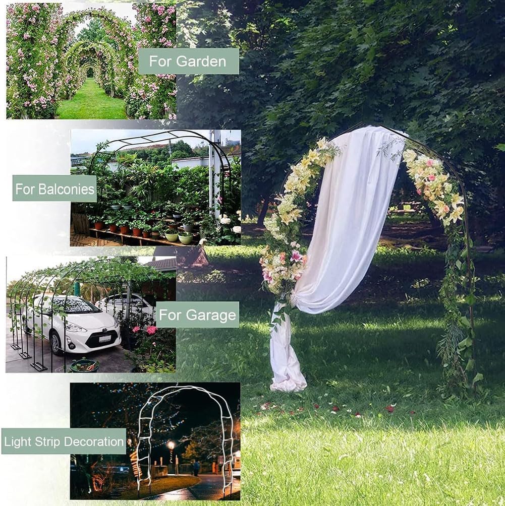 Wedding Arch Metal Frame Garden Arch Wide 1.20M 1.40M 1.80M 2.40M 3.50M Sturdy Rose Arch Weather-Resistant Iron Tubular Pergola Trellis,Green,W1.4M*H2.3M