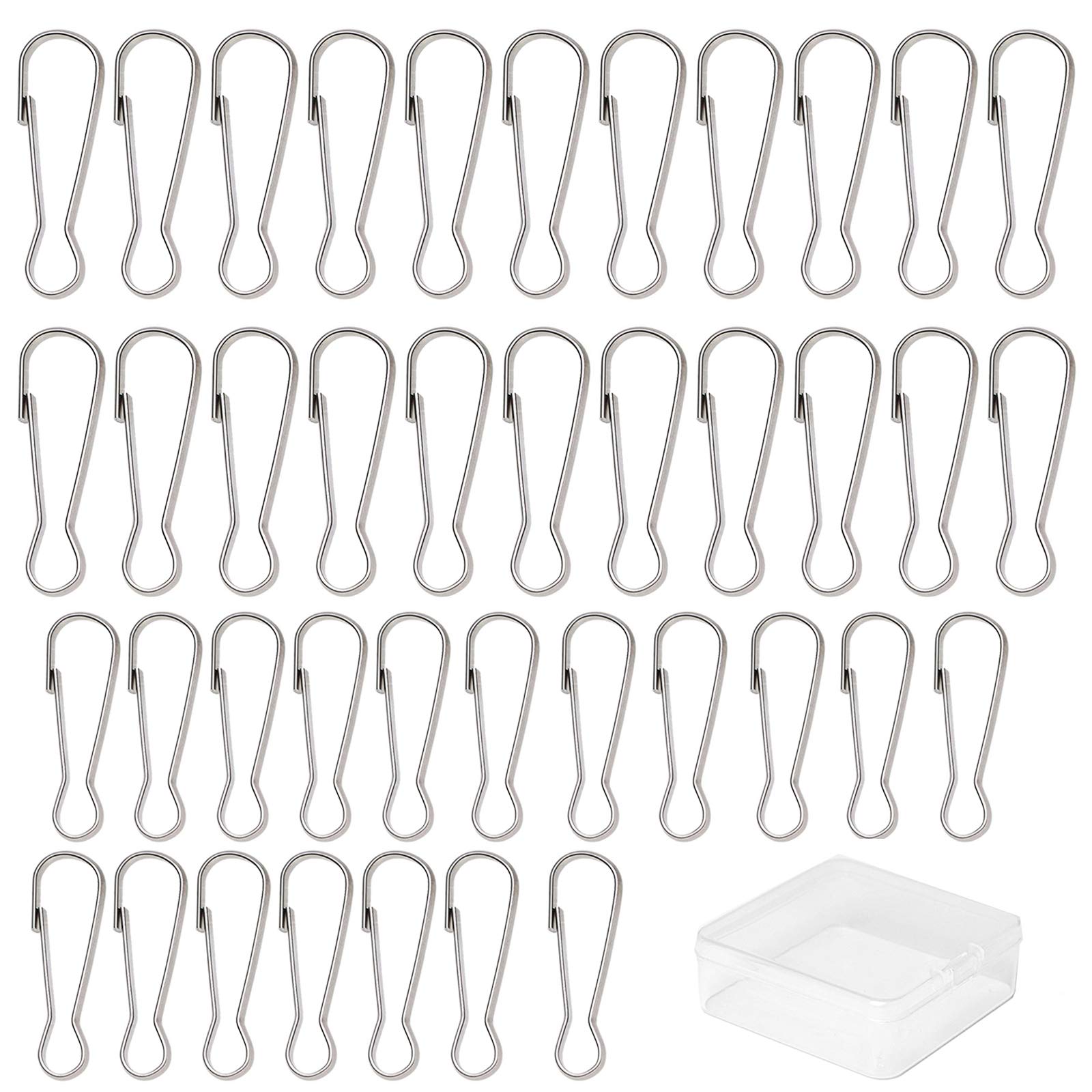 Greenf 30 Pieces Flag Pole Clip 40 MM & 50 MM Stainless Steel Flagpole Attachment Flag Pole Snaps Hook with Storage Box, Compatible with Flag Pole(2 Different Sizes)
