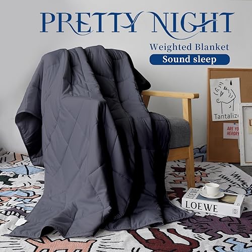 Miniatura 2 de PRETTY NIGHT Manta con peso para niños, 7 libras, tamaño individual, color gris oscuro, 41 x 60 pulgadas, manta pesada para niños, cómoda y acogedora